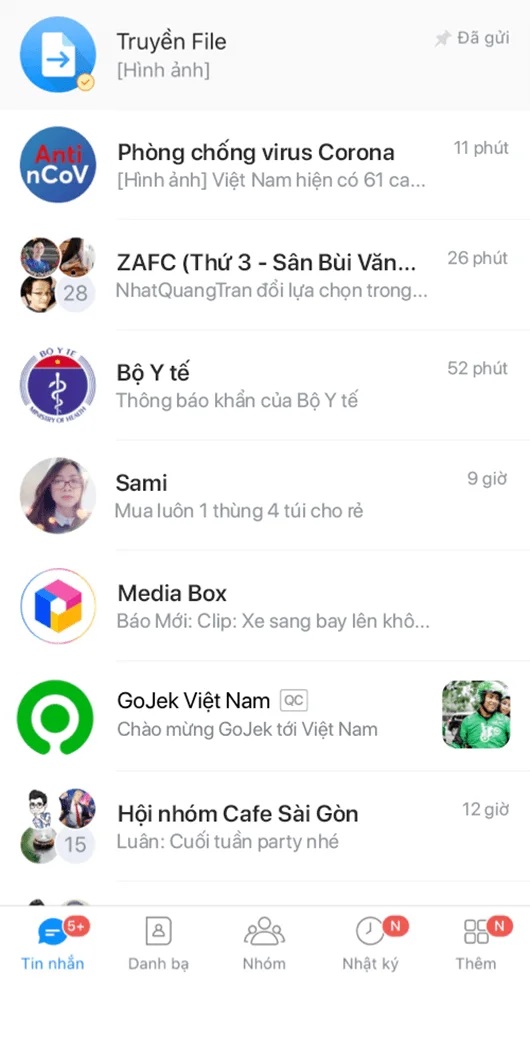 quảng cáo hiển thị tin nhắn zalo